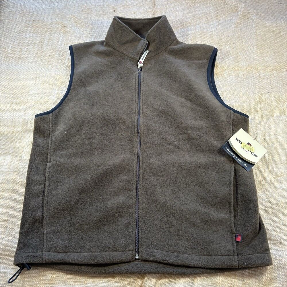 NEW Woolrich Men's Andes Brown Full Zip Fleece Vest Size Large NWT